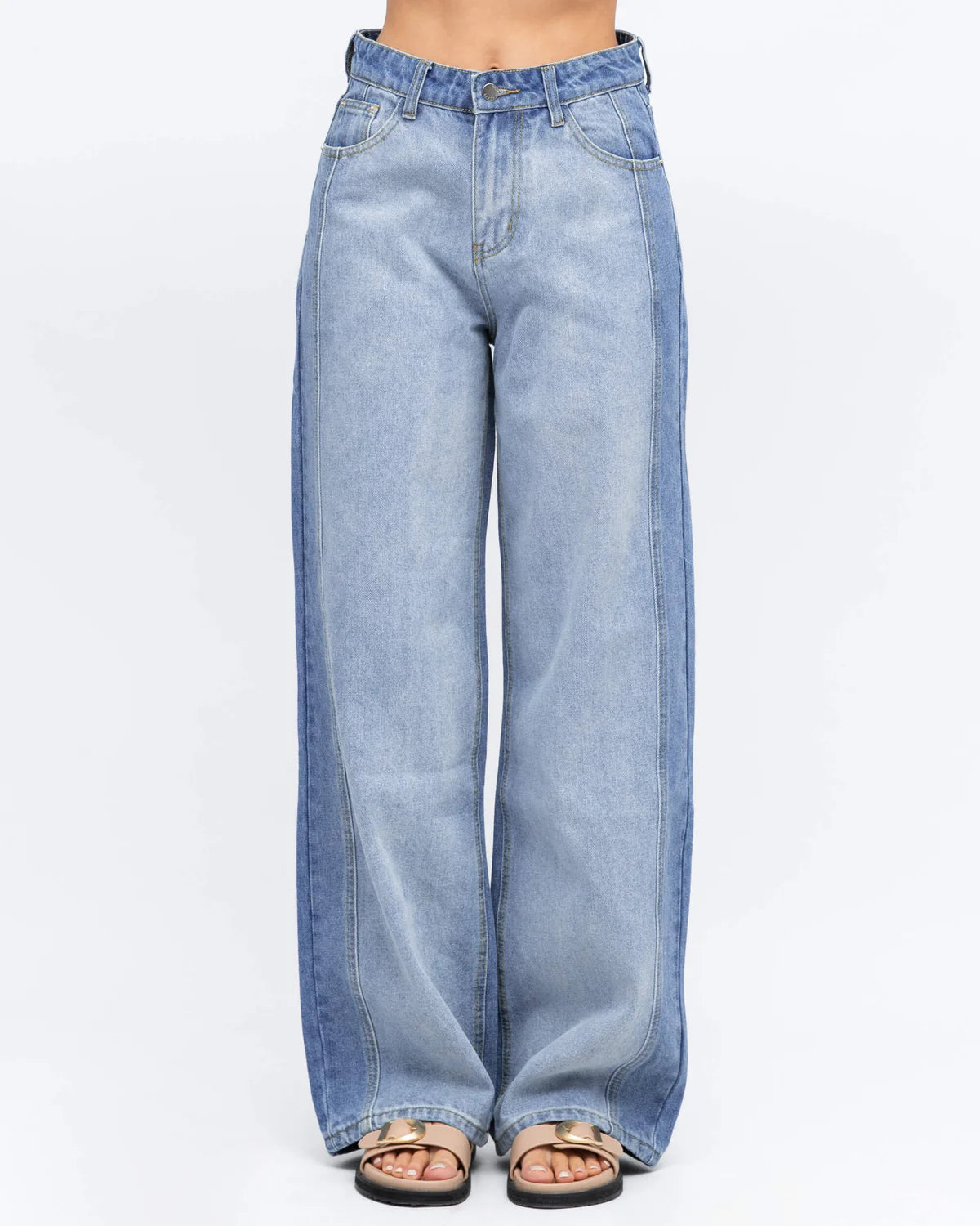 Two Tone Blue Denim Jeans